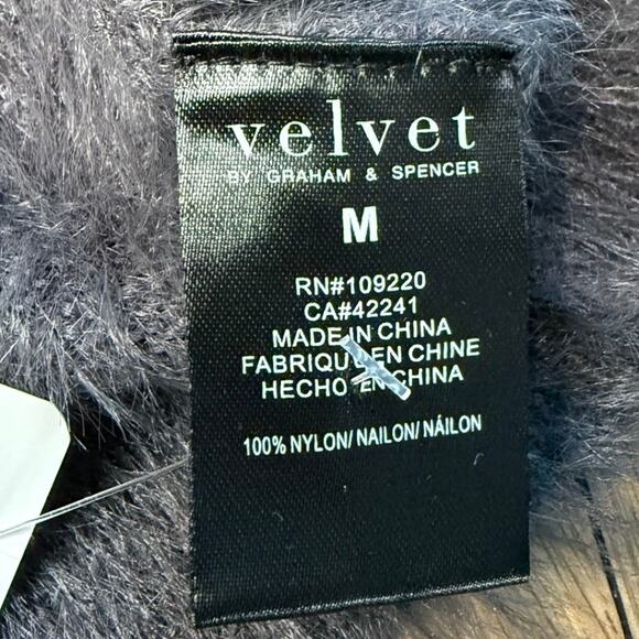 Velvet by Graham & Spencer Women's Ray Feather Yarn Fuzzy Dark Gray Sweater - Picture 5 of 5